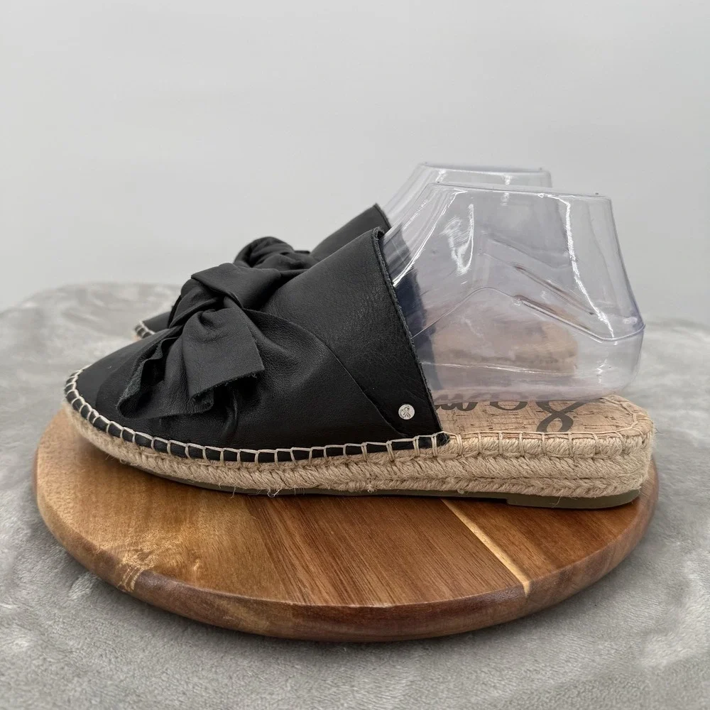 Sam Edelman Shoes Womens Size 7.5 Black Lynda Espadrille Bow Slip‎ On Sandals